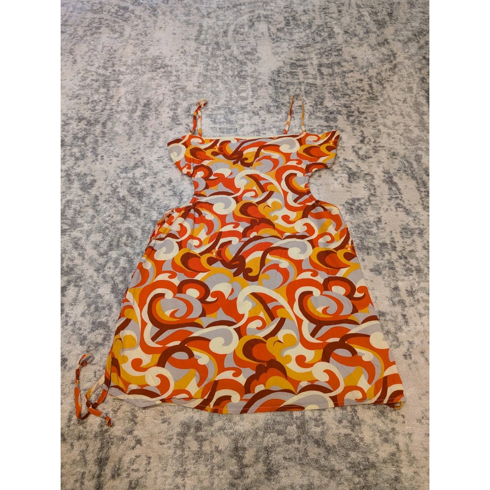 L.A. Hearts Pacsun Groovy Psychedelic Cutout Mini Dress Orange Cream Women's Med
